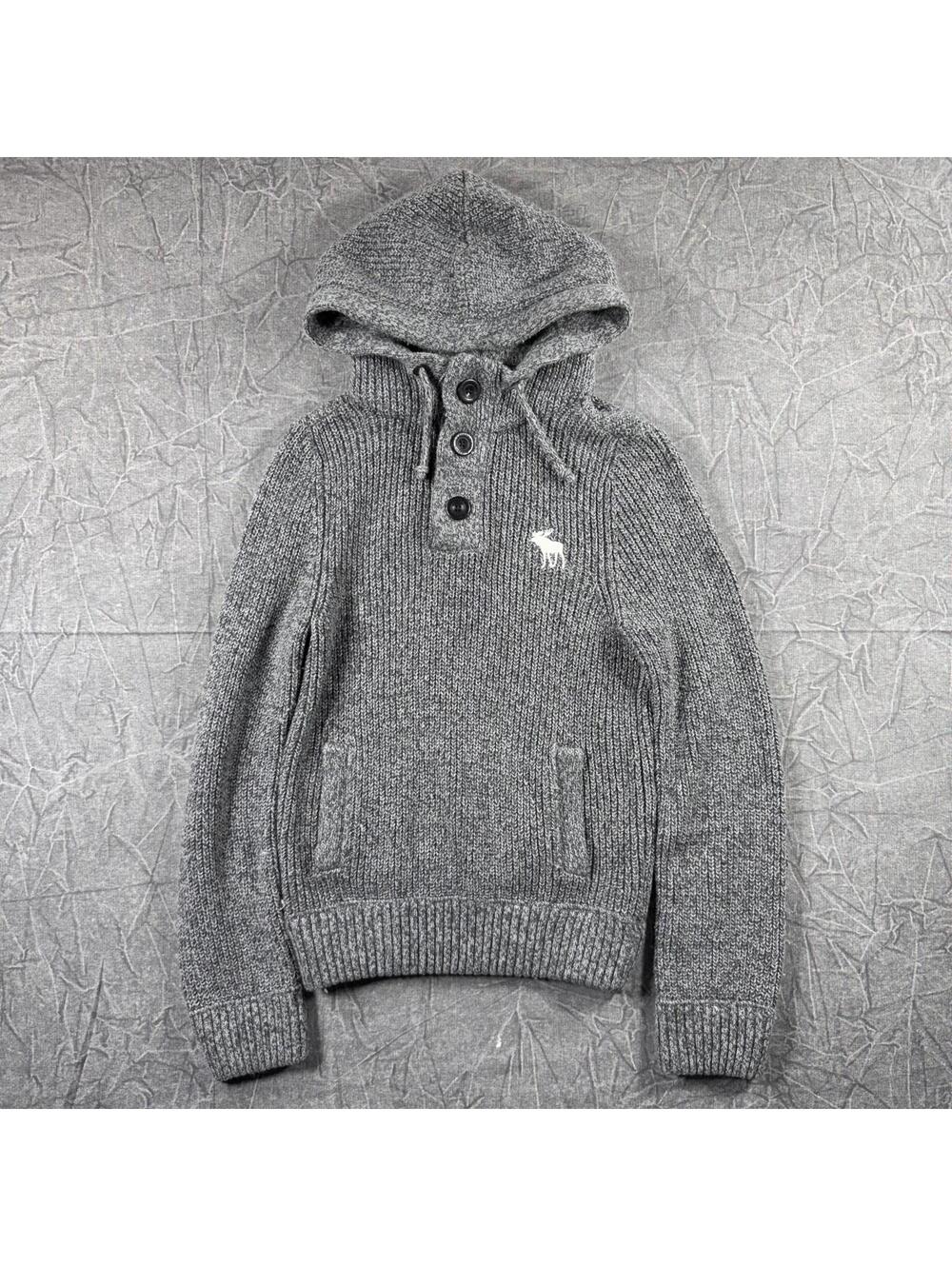 Abercrombie Sweater Women's S Grey Knitted Wool Blend Hoodie
